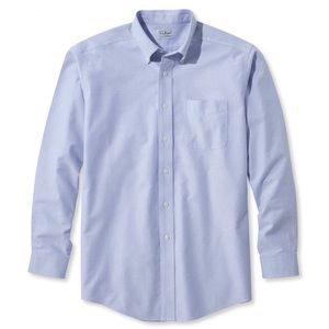 L.L.Bean men’s blue wrinkle-resistant, long-sleeved Oxford shirt